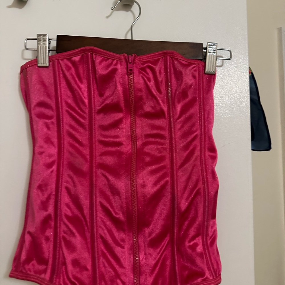 Fuchsia Satin Strapless Corset Top